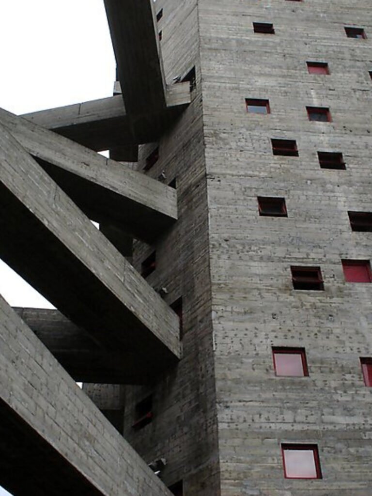 Image of Brutalist concrete architecture detail in São Paulo, Brazil.